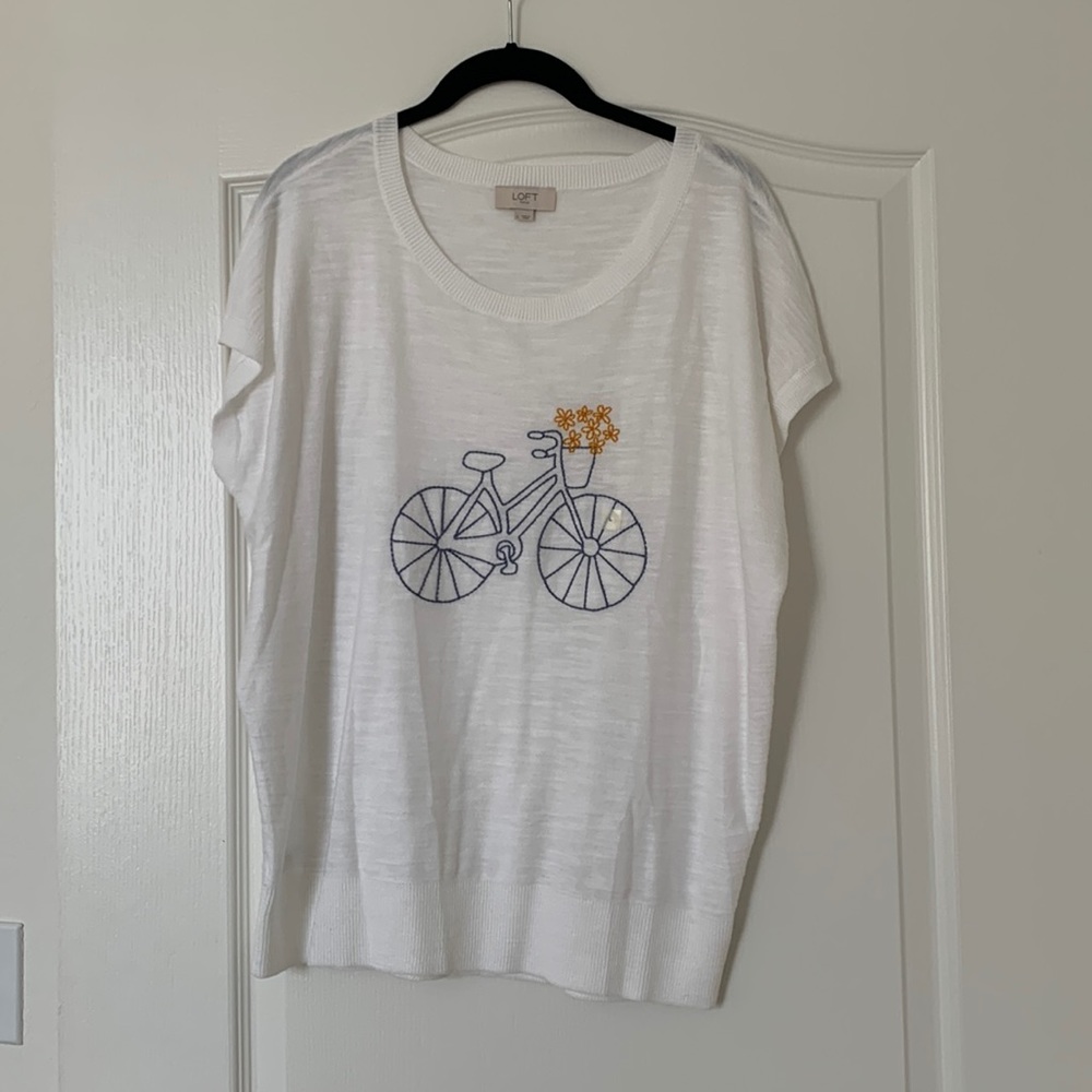 LOFT White Tee with Embroidery